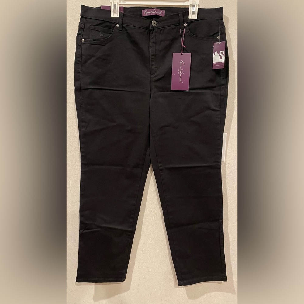 NWT AMANDA Women Mujeres Tallas Amplias Plus Pants Size 16W Black 98% Cotton
